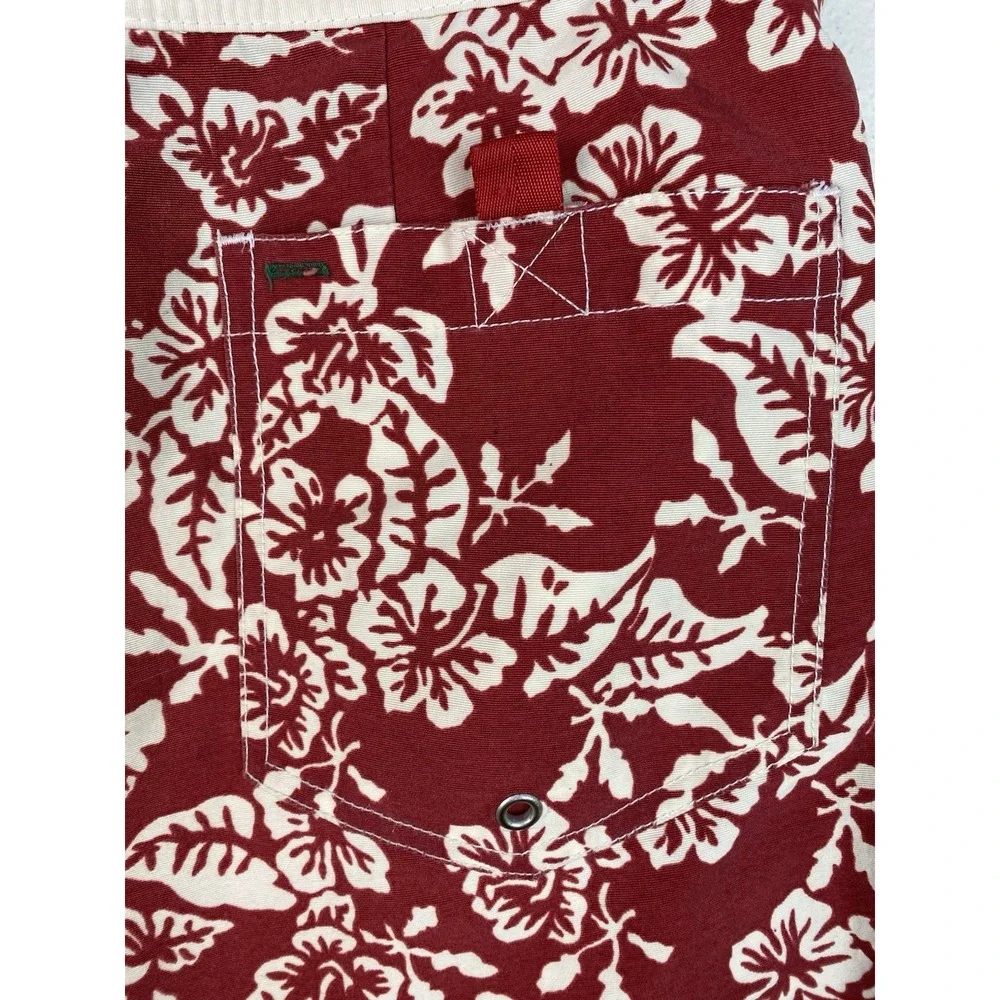 Tommy Hilfiger Men's XL Red Ivory Floral Nylon Board Shorts